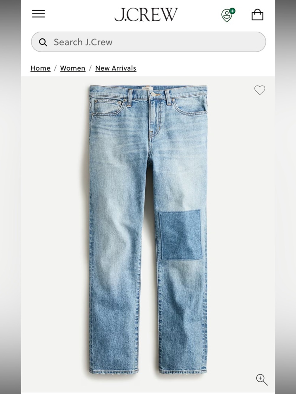 J. Crew Light Blue Straight-Leg Jeans with Knee Patch
